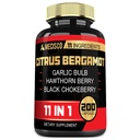 11in1 Citrus Bergamot Suplemento 1000mg com Folha de Oliva, Hawthorn Berry, Guggul, Alho e Mais - Imunidade de Suporte, Sistema Circulatório e Saúde Geral - 200 Cápsulas