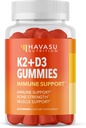 NUTRIÇÃO HAVASU Vitamina D3 K2 Gummies, Framboesa, 60ct