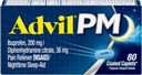 Advil PM Pain Reliever e Nighttime Sleep Aid, Medicina da Dor com Ibuprofeno para alívio da dor e Citrato de Difenidramina para um Sono - 80 Contagem de 2)