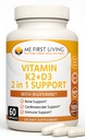 Me primeira vida vitamina D3 K2 suplemento osso e coração saúde não-GMO Fórmula 125 MCG vitamina D3 & 100 MCG vitamina K2 MK-7 fácil de engolir vitamina D & K complexo com cálcio