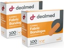 Bandagens flexíveis de adesivo de tecido dealed – 100 Count (2 Pack) Bandagens com almofada de não-ponto, Látex livre, cuidado de ferida para kit de primeiros socorros, 3" x 3/4"