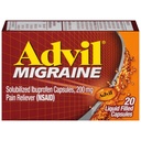 Advil Migraine Relief Cefaleias, Ibuprofeno Cápsulas com Ibuprofeno 200mg para Migraine Relief, Náusea Relief e Luz Relief Sensibilidade - 20 Cápsulas Enchedas Líquidas
