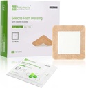 NeuHeils Silicone adesivo espuma vestir com borda suave 4''x4' para a cama dolorido perna Ulcer 10 Pack, alta absorção impermeável Silicone ferida bandagem