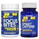 ESTAQUES NATURAIS Cafeína inteligente + Focus Bites Bundle - Suplementos de cafeína e paraxantina - Suporta energia e foco* - Sem Jitters ou crash - 90 Peças