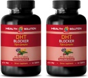 Cabelo Crescimento Vitaminas cabelo sem biotina - DHT Blocker Hair Complex - para homens e mulheres - Apoio Crescimento saudável do cabelo - Saw Palmetto Extract Cápsulas - 2 garrafas 120 comprimidos revestidos