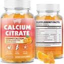 Gummies de citrato de cálcio 1200 mg com vitamina D3, K2, magnésio, zinco, suporte ósseo para ossos, músculos e articulações, imunidade e suporte de memória, 60 contagem