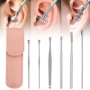 Ear Cleaner, 2024 New Satinless Steel 360° Spiral Earwax Cleaner Tool Set with PU Leather Case, Ear Cleaning Kit, Kit de limpeza de ouvido portátil doméstico criativo para homens e mulheres (E Tipo * 1)