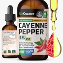 BIO KRAUTER® Cayenne Pepper Drops 684 mg - Puro Vegan Cayenne Pepper Suplementos 2 Fl.Oz 28 Dias de Abastecimento - Capsaicina Natural para Apoio Digestivo - Álcool e Açúcar Livre, Não-GMO