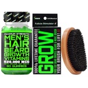 Kit de crescimento de barba w/ 620,000mcg 14-em-1 chicletes de BIOTIN/vitaminas de crescimento de beard e vitaminas de crescimento de cabelo para homens + substituição de 100% vitalícia primeiro corte escova de bristle javali e escova de onda 360 para homens