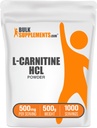 BulkSuplementos.com L-Carnitina HCl Pó - Carnitina Suplemento, Carnitina em pó, L-Carnitina 500mg - Sem sabor e sem glúten, 500mg por serviço, 500g (1.1 lbs) (Pack of 1)