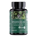 VegetalFusion Orgânico Vegan Vitamina D3 + K2 5.000 UI, 50MCG – Vitamina D Originado de Líquen vegetal e vitamina K2, para suporte imunológico e saúde óssea - 60 Cápsulas