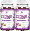 Fígado Cleanse Detox & Repair Gummies - Força extra 14 em 1 Suplemento de suporte de fígado w / leite avelã silymarin, Dente-de-leão, Extrato de alcachofra & Elderberry - Sem açúcar, Suplemento de saúde do fígado -120 Ct