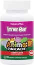 Natures Plus Animal Parade Inner Ear Support Children's Chewable - Natural Cherry Flavor - 90 Comprimidos em forma de animal - Suplemento Probiótico - Gluten Free - 45 Servings