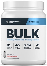 Laboratório Transparente Bulk Pré-treino Pó - Fórmula pré-treino avançada naturalmente adoçada para construção e força muscular - 30 Servings, Soco Tropical