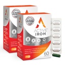 Suplemento de ferro ativo 25mg – clinicamente comprovado para aumentar os níveis de ferro e energia – suave, não constipante, altamente absorvido – 120 cápsulas