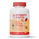 SmartyPants Kids Gummies Multivitamin: Ómega 3 Óleo de peixe (EPA/DHA), Vitamina D3, C, Vitamina B12, B6, A, K & Zinco para o suporte imunológico, Biotina, Glúten Livre, Três sabores de frutas, 120 contagem (30 fornecimento dia)