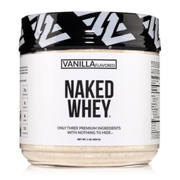 Proteína de Whey Baunilha NAKED 1Lb, Apenas 3 Ingredientes, Todos Natural Grass Feed Whey Protein Powder + Vanilla + Coconut Sugar-GMO-Free, Soy Free, Gluten Free.