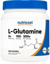 Nutricost L-Glutamina pó (500 gramas) sem sabor - sem glúten e não-GMO, 100 Servings
