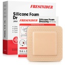 FRESINIDER Vestido de espuma de Silicone com borda adesiva – bandagem de curativo de ferida – almofada de espuma de Silicone – pacote de 10 – 4 x 4 polegadas Bandagens impermeáveis grandes – cuidado e curativos de feridas autoadesivos