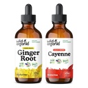 Selvagem e orgânica gengibre raiz tintura 4 fl oz & Cayenne pimenta tintura 4 fl oz