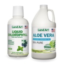 Land Art Puro Aloe Vera Gel Bebível Sem sabor 64 fl oz + Líquido Clorofill Mint Flavored 16 fl oz