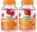 Cálcio vitalício, Magnésio, Zinco e Vitamina D + Melatonina 20mg, Gummies Bundle - Grande Degustação, Suplemento Vitamina, Sem Glúten, GMO Livre, Gummy Mastigável