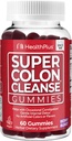 Health Plus Super Colon Cleanse Gummies 15 dias de fornecimento de gentil alívio overnight de constipação ocasional, Extrato de folha de sena natural, Suplemento dietético, sabor misto de berry, 60 contagem