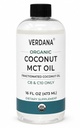 Óleo orgânico de MCT de Verdana 16 onças – Classe alimentar USDA Orgânico para Keto Café, Óleo natural não aromatizado Pulling Mouthwash & Massagem - Coconut Derived, Fracionado – Cadeia média C8 C10 – Não-GMO, Kosher