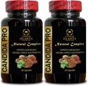 Candida Suporte Suplemento - Bem-Estar Digestivo, Wormwood, Noz preta, Ácido Caprílico, Tudo Limpeza de Gut Natural com Ervas - 2 Garrafas 120 Cápsulas