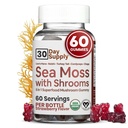 Pastilhas de musgo do mar com Cogumelo Mane - Sea Moss Gel Alternativa com Musgo Irlandês, Reishi, Cordyceps, Chaga & Turquia Tail Supplement - Foco Gummy Sem Café- 60 quilates