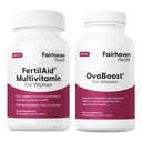 FertilAid para Mulheres & Ovaboost Combo, Suplemento de Fertilidade Feminina e Fertilidade Natural Vitamina com Myo-Inositol, Vitex & Vitaminas para apoiar ovulação, regularidade do ciclo e qualidade do ovo, 1 mês de fornecimento