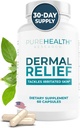 PUREHEALTH INVESTIGAÇÃO Suplementos Dermal Alívio - para pele irritada, Eczema e Dermatite com L-Histidina, Ashwagandha Root Extract, Rhodiola Crenulata, Vitamina D e E - 1 Frasco - 60 Cápsulas