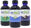 MyVitalC Combo de Olive Azeite Extra Virgem Orgânica, MCT & Óleo de Abacate - ESS60 Suplemento Antioxidante - para Antienvelhecimento, Longevidade, Sono, Energia - Pacote de 3