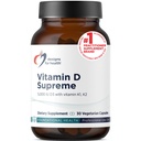 Designs para a saúde Vitamina D Supremo - Vitamina D 5000 UI com 2000mcg Vitamina K como MK4 para a saúde óssea, saúde do coração, humor e suporte imunológico - Vitamina D3 reforçada com suplemento GG (30 cápsulas)