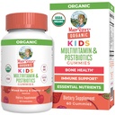 MaryRuth Organics Kids Vitaminas - USDA Orgânica - Gummies Multivitamin + Postbióticos para Idades 4+ - Lactobacillus Rhamnosus - Vegan - Não-GMO - 60 Contagem