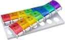 EZY DOSE Semanalmente (7 dias) Caso de pílula, Planeador de Medicina, Organizador de Vitaminas, 2 vezes por dia AM/PM, Bandejas Removeabala, Compartimentos de botão de pressão grandes, Fácil de usar, Artrite amigável, Lids arco-íris, BPA Free