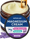 Venture Pal Magnésio Loção, creme de magnésio tópico para dormir, Cãibras de pernas e dor, Relaxamento muscular, Calmo, Hidratante Suplemento com óleo de coco, Manteiga de Karité e Ácido Hialurônico, seguro para crianças