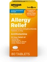 Cuidados Básicos Alergia 24 horas Alívio, Comprimidos de dicloridrato de levocetirizina, 5 mg de anti-histamínico para espirros, Nariz Runny, Nariz Comichão ou Garganta e Itchy, Olhos Aguados, 80 Count Pack