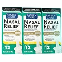 FamilyCare Pulverizador de alívio nasal, Humidade da bomba, Anti-gota, Congestão grave, (Oximetazolina HCI) 12 horas, 3 embalagens