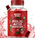 Pastilhas de ácido fólico 400mcg - Gummy essencial pré-natal e gravidez para mulheres, mães e bebê para ser - 60 Vitaminas folato sabor framboesa folato - Made in the USA