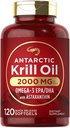 Carlyle Antárctico Krill Oil 2000mg □ 120 Softgels □ Omega-3 EPA, DHA, com Suplemento de Astaxantina Fonte de Red Krill