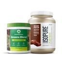 Pacote de incrível grama Verdes Superfood Pó: Original, 30 Servings + Isopure Chocolate Vegan Protein Powder, Planta baseada, Proteína de ervilha orgânica, Dairy Free, 20 Servings (Packaging May Vary)