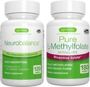 Neurobalanço Zinco, Magnésio e Vitamina B6 + Folato puro 400mcg Pacote Vegan, Picolinato de zinco quelado 24mg, Magnésio livre de óxido e vitamina B6 + L-Metilfolato otimizado, por Igennus