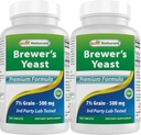 Best Naturals, Brewers Levedura, 7-1/2 Grãos com vitamina B1, vitamina B2, 1000 mg 240 Comprimidos (240 Contagem de 2))