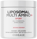 Codeage Suplemento em Pó de Amino Liposomal Multi - BCAA & EAA Suplemento Todos os 9 Aminoácidos Essenciais, Ácido Amino Ranched-Chain, Pré e Pós-treino, Sem sabor, Entrega Liposomal, Não-GMO, 6.15 oz
