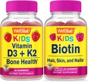 BemSim Vitamina D3+K2 Crianças + Biotina Crianças, chicletes Bundle - Grande degustação, Suplemento de Vitamina, Sem glúten, GMO livre, chiclete mastigável