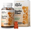 Gummies de fibra de inulina selvagem e orgânica 4000mg - Suporte digestivo w / raiz de chicória - Suplemento de fibra solúvel w / pó de inulina - Prebióticos para suporte de gut - 60 chicletes prebióticos