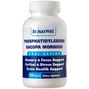 Fosfatidilserina & Bacopa Monnieri, melhor do que cada um sozinho. Phosphatidilserina Suplemento 300mg, Sem preenchimentos, Soja Grátis, 2in1, 120 Cápsulas. Suporte à Memória