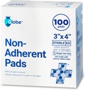 Globe Advanced Advanced Sterile Non-Aderent Pads; 100-Pack, 3” x 4”; Vestido de Feridas Não-Adesivas; Altamente Absorvente e Não-Aderente, Remoção Sem Dores; Individualmente Envolto para Proteção Extra (3 x 4)