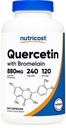 Nutricost Quercetin 880mg, 240 Cápsulas Vegetarianas com Bromelaína (165mg) - 120 Servings (440mg Quercetin Per Cap) - Sem glúten, Não-GMO